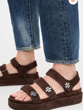 Tory Burch Chocolate Brown Suede Triple-Strap Platform Sandals